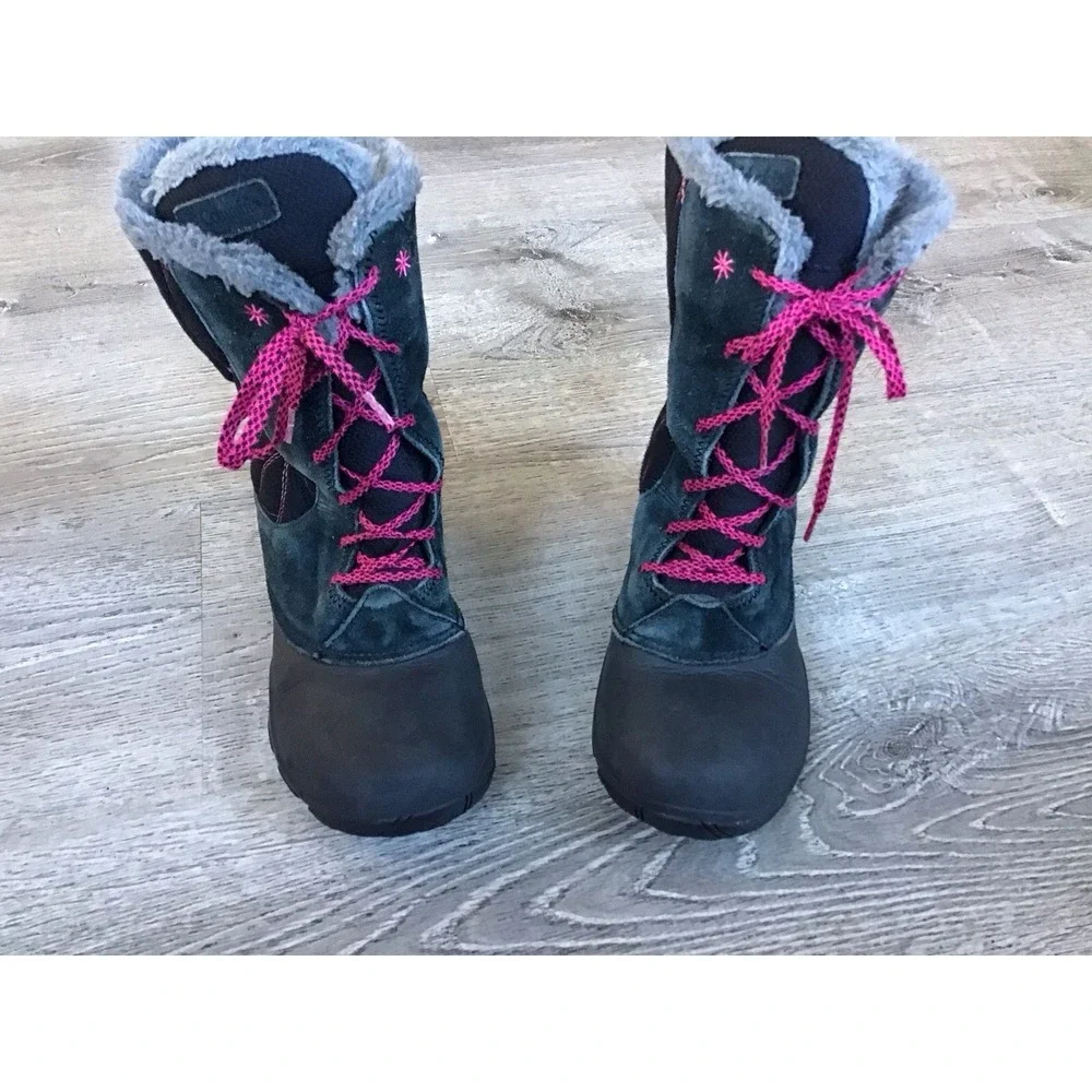 Columbia Boots Youth Size 5 Canyon Snow Winter Black Pink Omni Heat BY1310-010